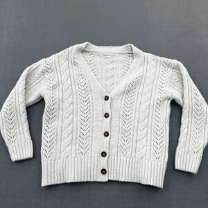 Anthropologie Cream Cable Knit Button Cardigan